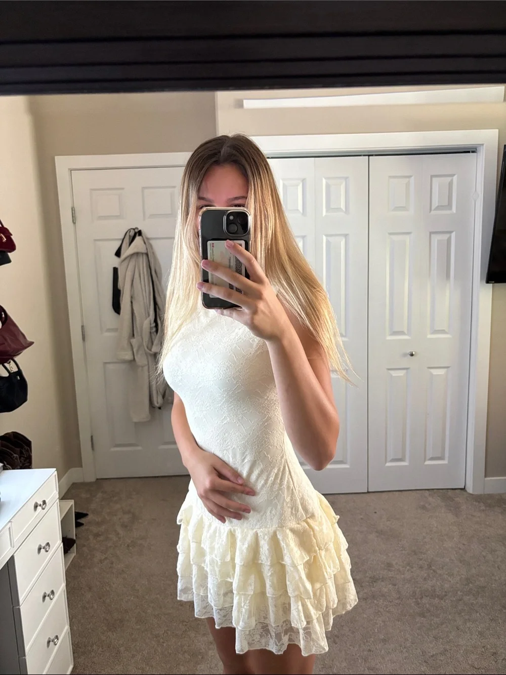 Commense Cream Lace Ruffle Mini Dress - Picture 2 of 2